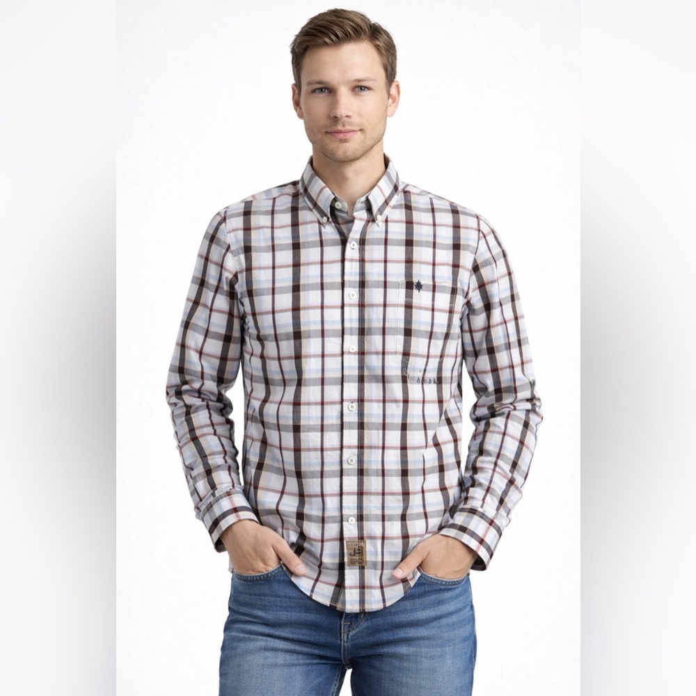 Jotabe high quality men’s plaid shirt from Europe. Size M dress shirt